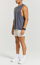 Load image into Gallery viewer, Project Titan Men's Drop Arm Tank Top – Cut Off Sleeveless Gym Shirt for Weightlifting & Training in Dark Blue Grey