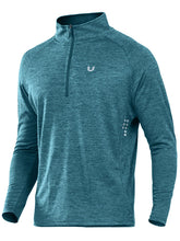 Load image into Gallery viewer, NORTHYARD Men's Quarter Zip Pullover – Long Sleeve Moisture-Wicking Running Shirt with UPF 50+ in Dark Green Heather