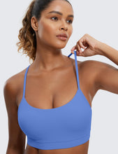 Load image into Gallery viewer, CRZ YOGA Butterluxe Womens Y Back Sports Bra - Padded Racerback Low Impact Spaghetti Thin Strap Workout Yoga Top Wild Indigo