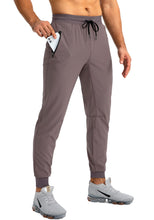Load image into Gallery viewer, Pudolla Men's Lightweight Tapered Jogger Pants with Zip Pockets – Quick-Dry Athletic Running Joggers in Purple Grey