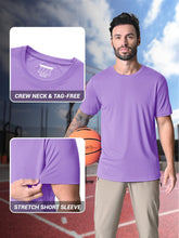 Load image into Gallery viewer, MAGCOMSEN Men's UPF 50+ Short Sleeve T-Shirt – Lightweight Moisture Wicking Gym & Running Shirt | Light Purple