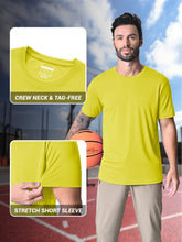 Load image into Gallery viewer, MAGCOMSEN Men's UPF 50+ Short Sleeve T-Shirt – Lightweight Dry Fit Running & Gym Shirt | Yellow