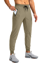 Load image into Gallery viewer, Pudolla Men's Lightweight Tapered Jogger Pants with Zip Pockets – Quick-Dry Athletic Running Joggers in Dusty Khaki