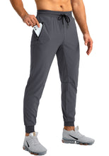 Load image into Gallery viewer, Pudolla Men's Lightweight Tapered Jogger Pants with Zip Pockets – Quick-Dry Athletic Running Joggers in Dark Grey