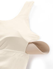Load image into Gallery viewer, CRZ YOGA Butterluxe Womens U Back Sports Bra - Scoop Neck Padded Low Impact Yoga Clothes Workout Crop Top with Built in Pads White Apricot