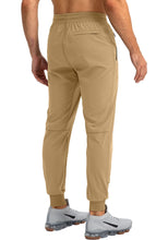 Load image into Gallery viewer, Pudolla Men's Lightweight Tapered Jogger Pants with Zip Pockets – Quick-Dry Athletic Running Joggers in Dark Khaki