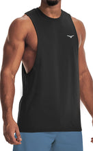 Load image into Gallery viewer, Project Titan Men's Drop Arm Tank Top – Loose Fit Cut Off Sleeveless Gym Shirt for Weightlifting & Training in Black