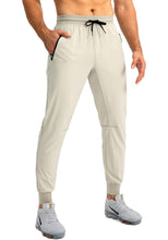 Load image into Gallery viewer, Pudolla Men's Lightweight Tapered Jogger Pants with Zip Pockets – Quick-Dry Athletic Running Joggers in Khaki