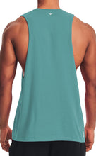 Load image into Gallery viewer, Project Titan Men's Drop Arm Tank Top – Loose Fit Cut Off Sleeveless Gym Shirt for Weightlifting & Training in Teal Green