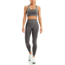 Load image into Gallery viewer, WodoWei Women 2 Piece Workout Outfits Sports Bra Seamless Leggings Yoga Gym Activewear Set (YO601-Dark grey marl)