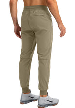 Load image into Gallery viewer, Pudolla Men's Lightweight Tapered Jogger Pants with Zip Pockets – Quick-Dry Athletic Running Joggers in Dusty Khaki