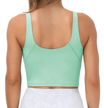 Load image into Gallery viewer, Women’s Longline Sports Bra Wirefree Padded Medium Support Yoga Bras Gym Running Workout Tank Tops(Mint Green)