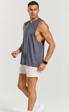 Load image into Gallery viewer, Project Titan Men's Drop Arm Tank Top – Cut Off Sleeveless Gym Shirt for Weightlifting & Training in Dark Blue Grey