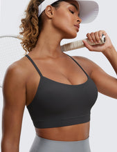 Load image into Gallery viewer, CRZ YOGA Butterluxe Womens Y Back Sports Bra - Padded Racerback Low Impact Spaghetti Thin Strap Workout Yoga Top Mysterious Grey