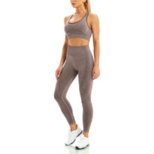 Load image into Gallery viewer, WodoWei Women 2 Piece Workout Outfits Sports Bra Seamless Leggings Yoga Gym Activewear Set (YO610-Brown Marl)