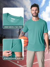 Load image into Gallery viewer, MAGCOMSEN Men's UPF 50+ Short Sleeve T-Shirt – Lightweight Moisture Wicking Gym & Running Shirt | Grey Green