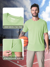 Load image into Gallery viewer, MAGCOMSEN Men's UPF 50+ Short Sleeve T-Shirt – Lightweight Quick Dry Running Shirt | Light Green