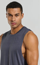 Load image into Gallery viewer, Project Titan Men's Drop Arm Tank Top – Cut Off Sleeveless Gym Shirt for Weightlifting & Training in Dark Blue Grey