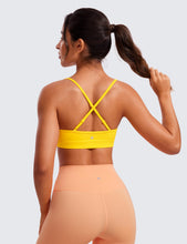 Load image into Gallery viewer, CRZ YOGA Butterluxe V-Neck Sports Bras for Women - Adjustable Thin Straps Padded Yoga Top Basic Wireless Camisole High Visibility Yellow