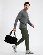 Load image into Gallery viewer, Pudolla Men's Lightweight Tapered Jogger Pants with Zip Pockets – Quick-Dry Athletic Running Joggers in Army Green