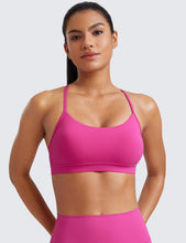 Load image into Gallery viewer, CRZ YOGA Butterluxe Womens Y Back Sports Bra - Padded Racerback Low Impact Spaghetti Thin Strap Workout Yoga Top Hibiscus Purple