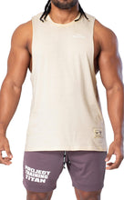 Load image into Gallery viewer, Project Titan Men's Drop Arm Tank Top – Cut Off Sleeveless Gym Shirt for Weightlifting & Bodybuilding in Oat Milk