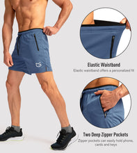 Load image into Gallery viewer, G Gradual Men's 5" Running Shorts with Zip Pockets – Quick-Dry Gym & Athletic Workout Shorts in Dusty Blue