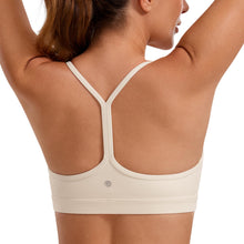 Load image into Gallery viewer, CRZ YOGA Butterluxe Womens Y Back Sports Bra - Padded Racerback Low Impact Spaghetti Thin Strap Workout Yoga Top White Apricot