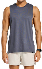 Load image into Gallery viewer, Project Titan Men's Drop Arm Tank Top – Cut Off Sleeveless Gym Shirt for Weightlifting & Training in Dark Blue Grey