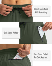 Load image into Gallery viewer, Pudolla Men's Lightweight Tapered Jogger Pants with Zip Pockets – Quick-Dry Athletic Running Joggers in Army Green
