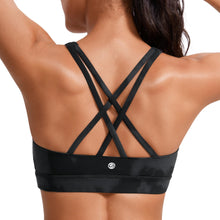 Load image into Gallery viewer, CRZ YOGA Women's Strappy Sports Bras Fitness Workout Padded Yoga Criss Cross Back Cami Black Tie Dye Flowers