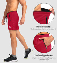 Load image into Gallery viewer, G Gradual Men's 5" Running Shorts with Zip Pockets – Quick-Dry Gym & Athletic Workout Shorts in Red