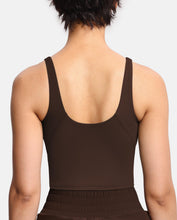 Load image into Gallery viewer, Women’s Longline Sports Bra Wirefree Padded Medium Support Yoga Bras Gym Running Workout Tank Tops Brown