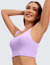 Load image into Gallery viewer, CRZ YOGA Butterluxe Womens U Back Sports Bra - Scoop Neck Padded Low Impact Yoga Clothes Workout Crop Top with Built in Pads Elfin Purple