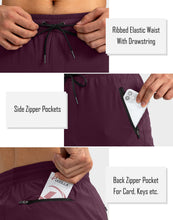 Load image into Gallery viewer, Pudolla Men's Lightweight Tapered Jogger Pants with Zip Pockets – Quick-Dry Athletic Running Joggers in Wine