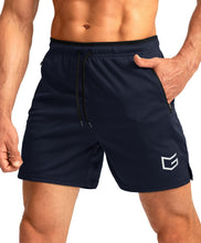 Load image into Gallery viewer, G Gradual Men's 5" Running Shorts with Zip Pockets – Quick-Dry Gym & Athletic Workout Shorts in Navy