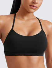 Load image into Gallery viewer, CRZ YOGA Butterluxe Womens Y Back Sports Bra - Padded Racerback Low Impact Spaghetti Thin Strap Workout Yoga Top Black