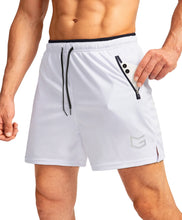Load image into Gallery viewer, G Gradual Men's 5" Running Shorts with Zip Pockets – Quick-Dry Gym & Athletic Workout Shorts in White