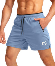 Load image into Gallery viewer, G Gradual Men's 5" Running Shorts with Zip Pockets – Quick-Dry Gym & Athletic Workout Shorts in Light Blue
