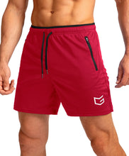 Load image into Gallery viewer, G Gradual Men's 5" Running Shorts with Zip Pockets – Quick-Dry Gym & Athletic Workout Shorts in Red
