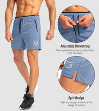 Load image into Gallery viewer, G Gradual Men's 5" Running Shorts with Zip Pockets – Quick-Dry Gym & Athletic Workout Shorts in Light Blue