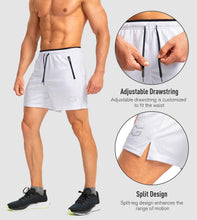 Load image into Gallery viewer, G Gradual Men's 5" Running Shorts with Zip Pockets – Quick-Dry Gym & Athletic Workout Shorts in White