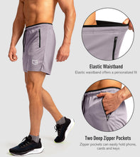Load image into Gallery viewer, G Gradual Men's 5" Running Shorts with Zip Pockets – Quick-Dry Gym & Athletic Workout Shorts in Light Grey