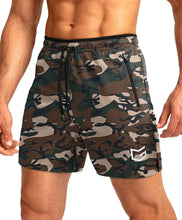 Load image into Gallery viewer, G Gradual Men's 5" Running Shorts with Zip Pockets – Quick-Dry Gym & Athletic Workout Shorts in Green Camo