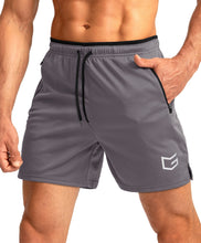 Load image into Gallery viewer, G Gradual Men's 5" Running Shorts with Zip Pockets – Quick-Dry Gym & Athletic Workout Shorts in Grey