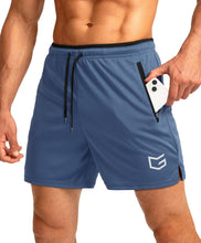 Load image into Gallery viewer, G Gradual Men's 5" Running Shorts with Zip Pockets – Quick-Dry Gym & Athletic Workout Shorts in Dusty Blue
