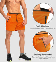 Load image into Gallery viewer, G Gradual Men's 5" Running Shorts with Zip Pockets – Quick-Dry Gym & Athletic Workout Shorts in Orange