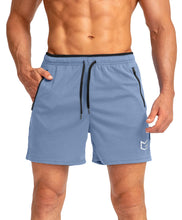 Load image into Gallery viewer, G Gradual Men's 5" Running Shorts with Zip Pockets – Quick-Dry Gym & Athletic Workout Shorts in Light Blue