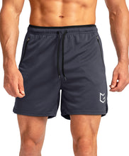 Load image into Gallery viewer, G Gradual Men's 5" Running Shorts with Zip Pockets – Quick-Dry Gym & Athletic Workout Shorts in Dark Grey