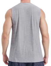 Load image into Gallery viewer, EZRUN Men's Tank Tops Quick Dry Workout Muscle Sleeveless Shirts Summer Gym Athletic Shirt for Swim Beach Running Light Grey
